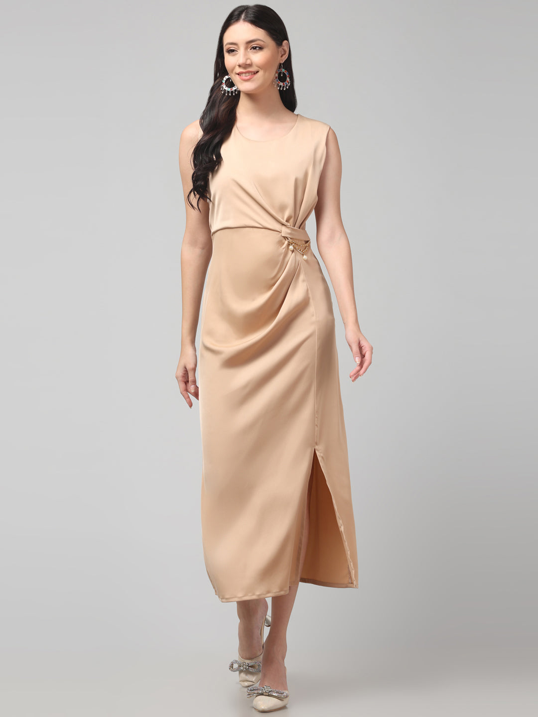 Clobug Women Stylish Solid Fit and Flare Dress– Trendy Summer Dress