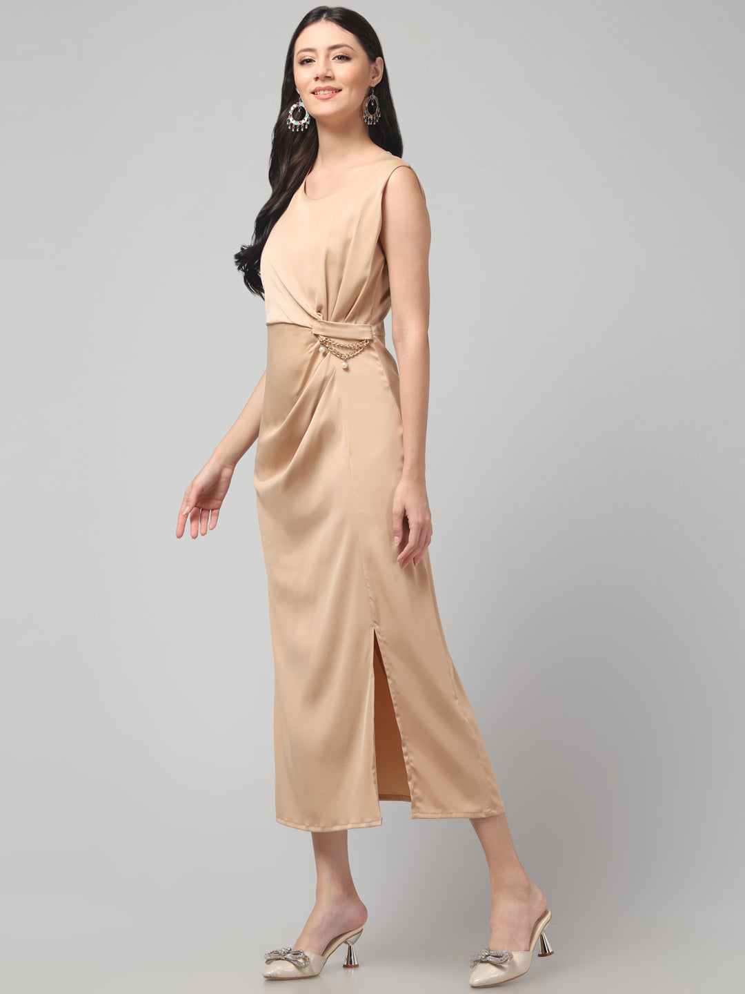 Clobug Women Stylish Solid Fit and Flare Dress– Trendy Summer Dress