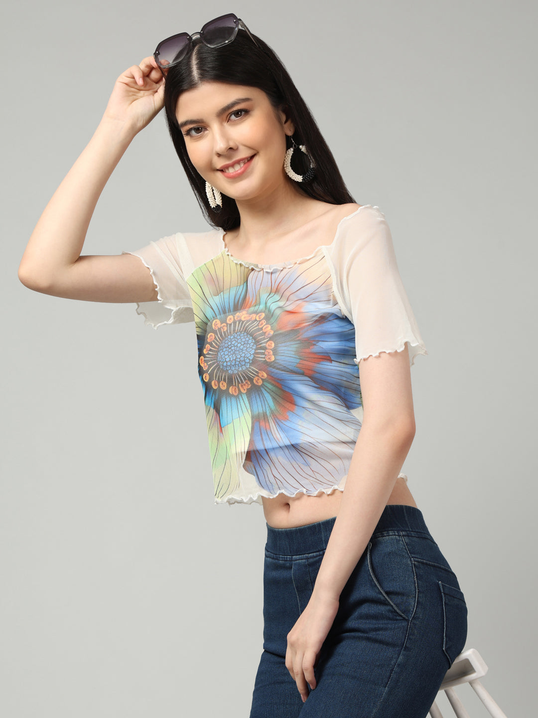 Clobug Stylish Printed Crop Top for Women – Trendy Summer Top