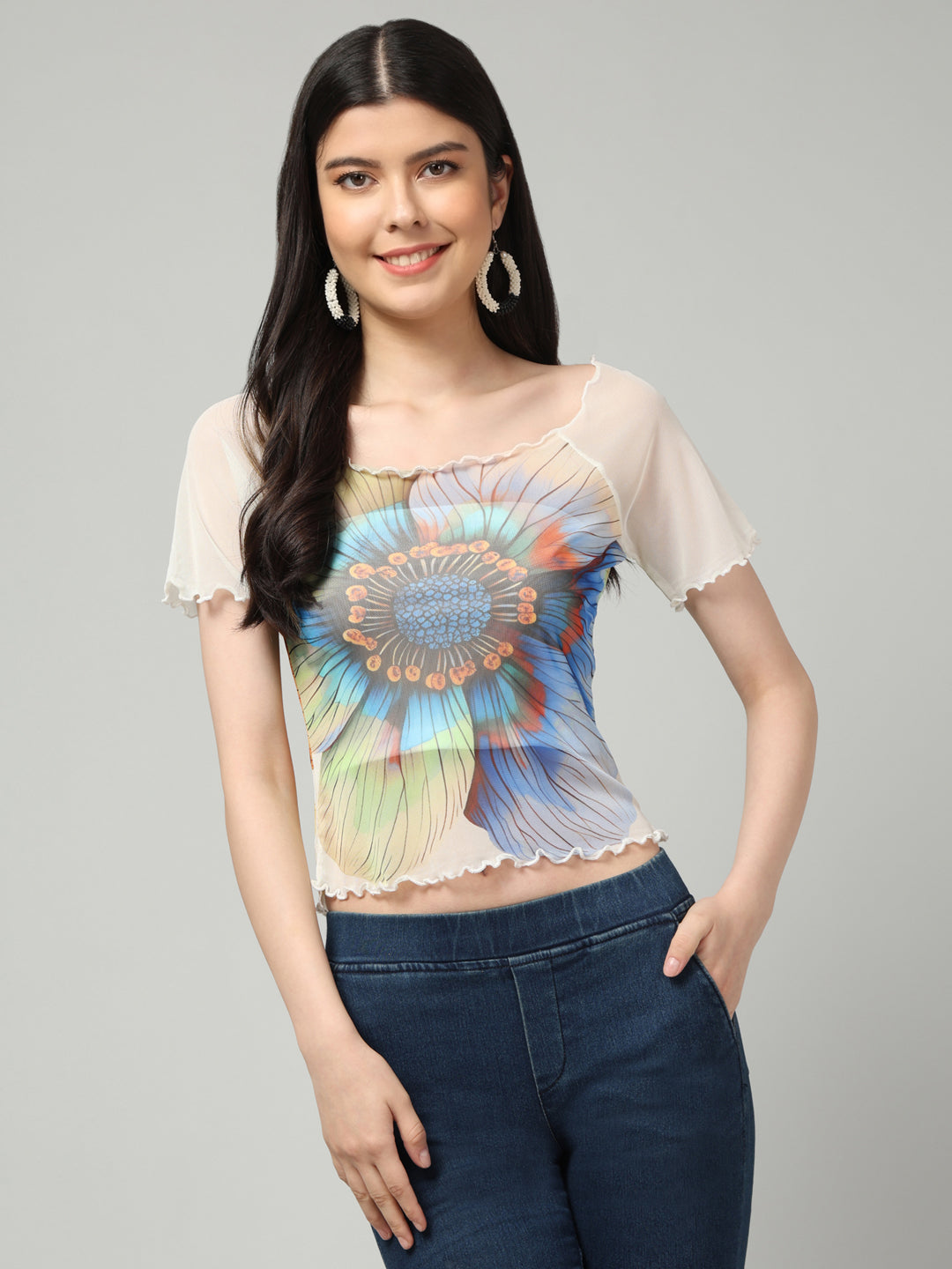 Clobug Stylish Printed Crop Top for Women – Trendy Summer Top