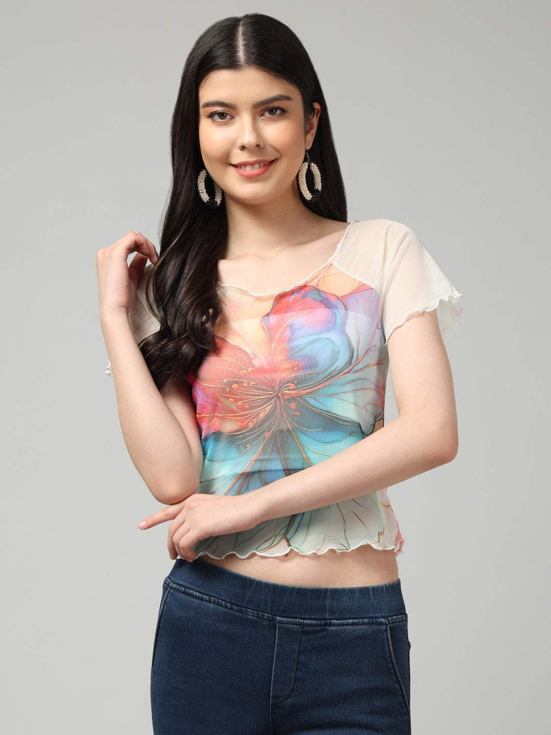 Clobug Stylish Printed Crop Top for Women – Trendy Summer Top