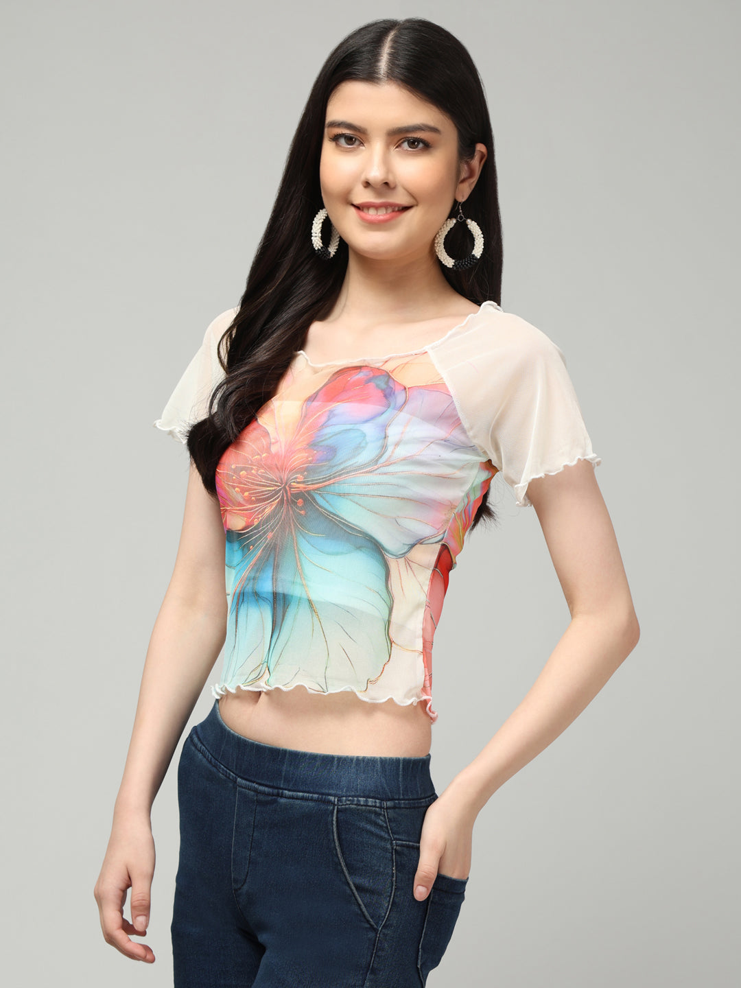Clobug Stylish Printed Crop Top for Women – Trendy Summer Top