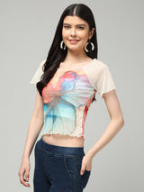 Clobug Stylish Printed Crop Top for Women – Trendy Summer Top