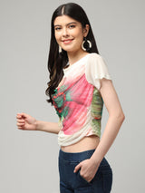 Clobug Stylish Printed Crop Top for Women – Trendy Summer Top