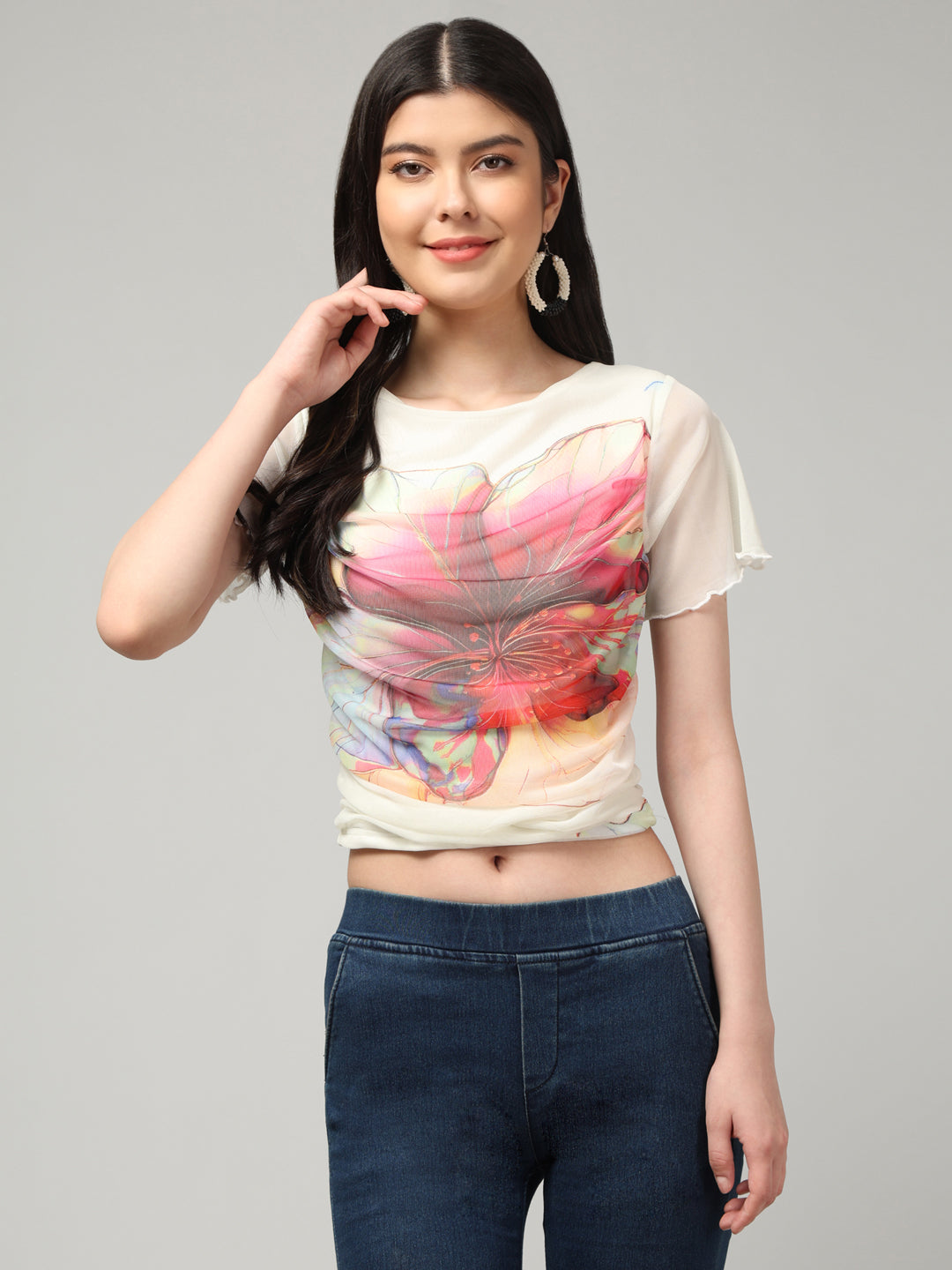 Clobug Stylish Printed Crop Top for Women – Trendy Summer Top