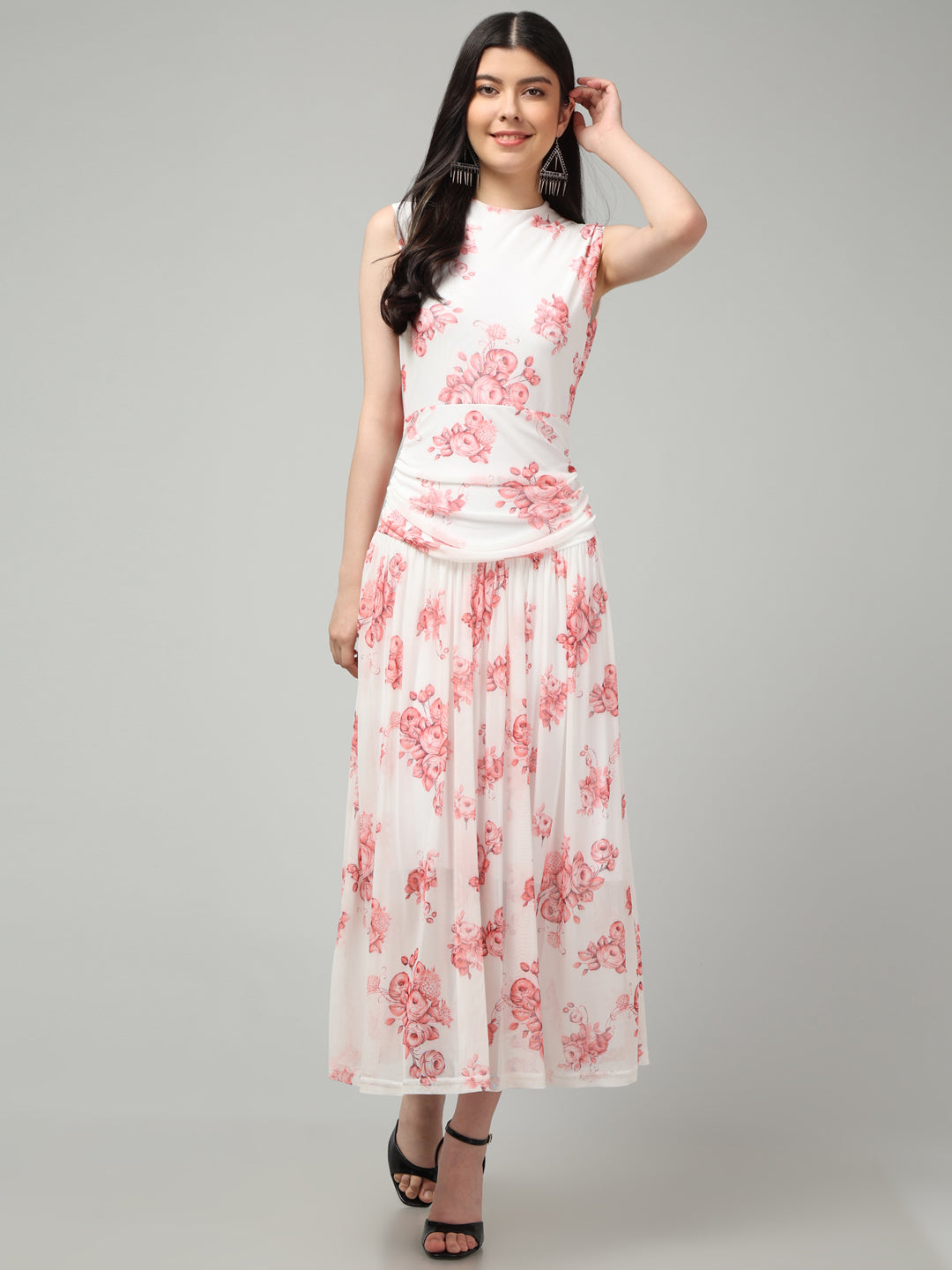 Clobug Women Stylish Printed Fit and Flare Dress– Trendy Summer Dress