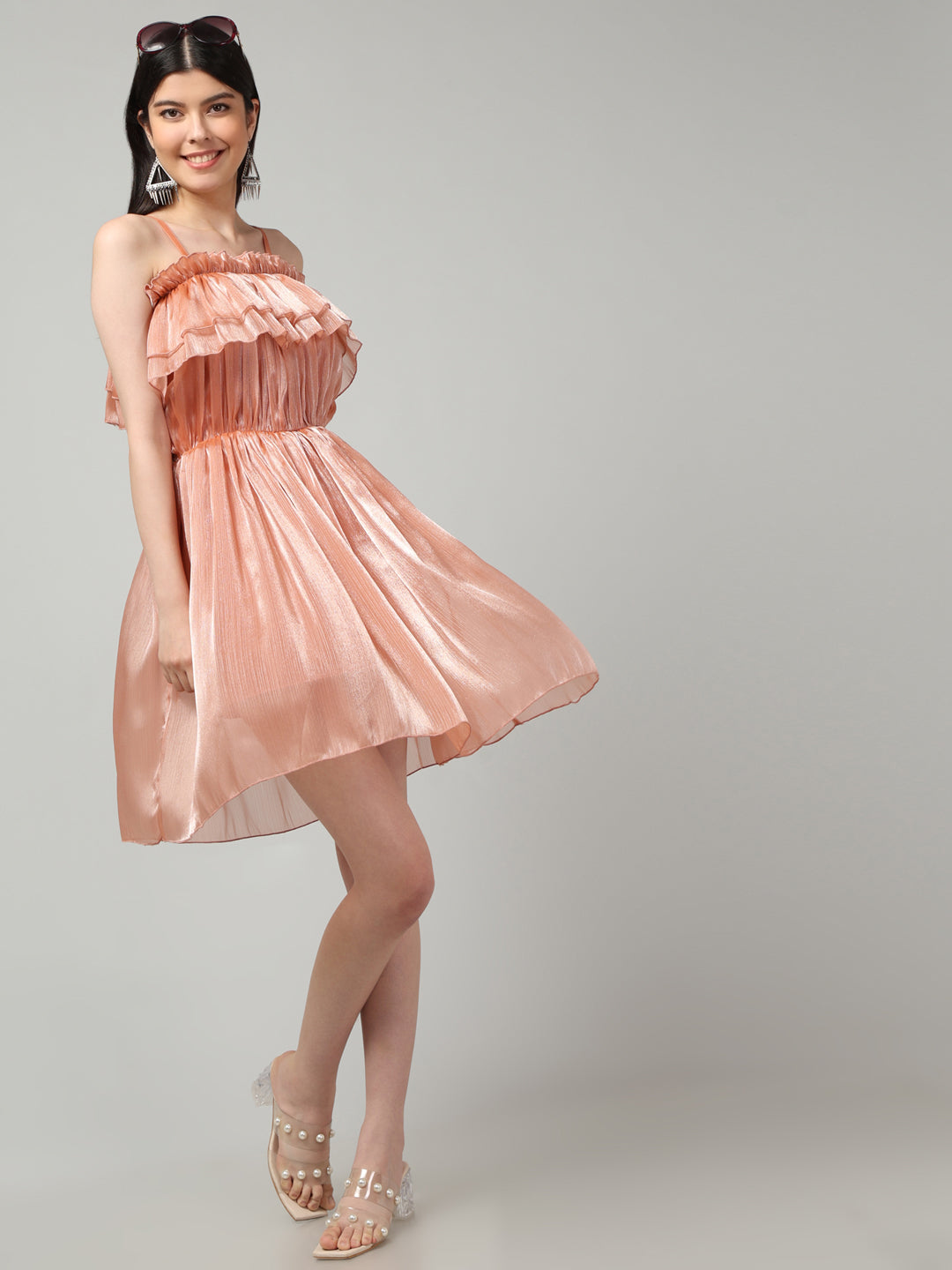 Clobug Women Shoulder Strap Fit and flare Dress– Trendy Summer Dress