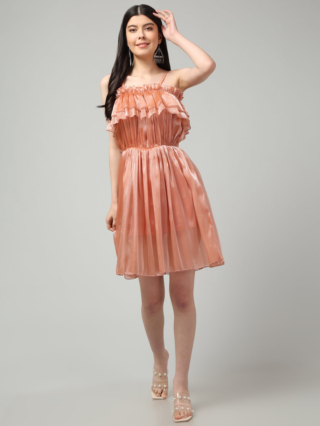 Clobug Women Shoulder Strap Fit and flare Dress– Trendy Summer Dress