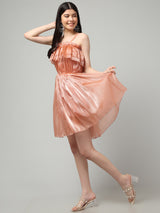 Clobug Women Shoulder Strap Fit and flare Dress– Trendy Summer Dress