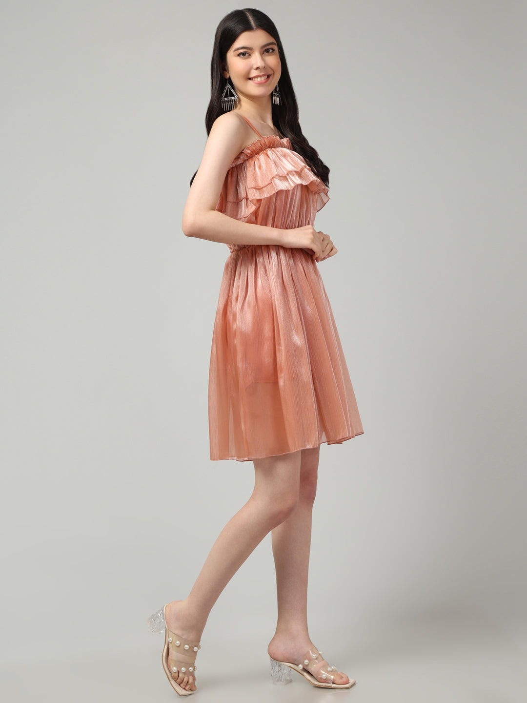 Clobug Women Shoulder Strap Fit and flare Dress– Trendy Summer Dress