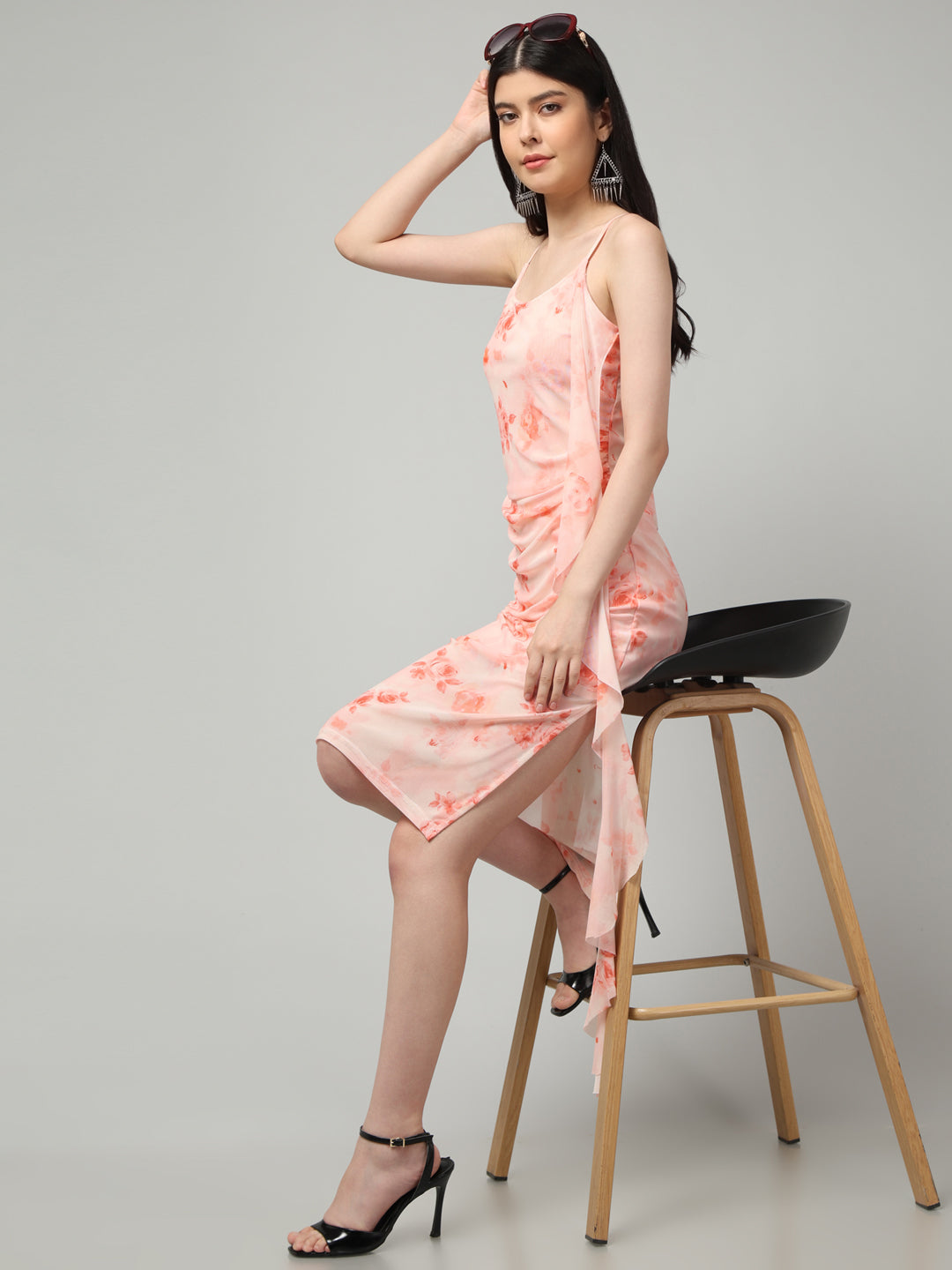 Clobug Women Stylish Printed Ruffle Dress– Trendy Summer Dress