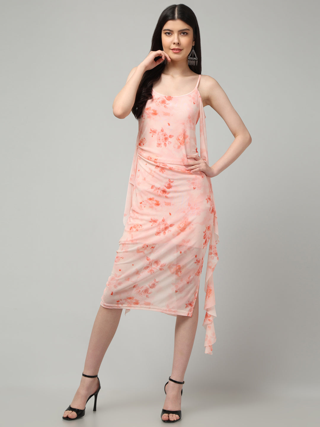 Clobug Women Stylish Printed Ruffle Dress– Trendy Summer Dress