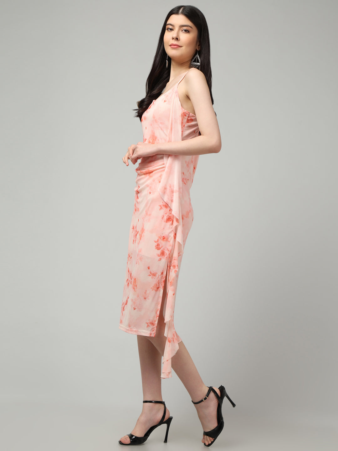 Clobug Women Stylish Printed Ruffle Dress– Trendy Summer Dress