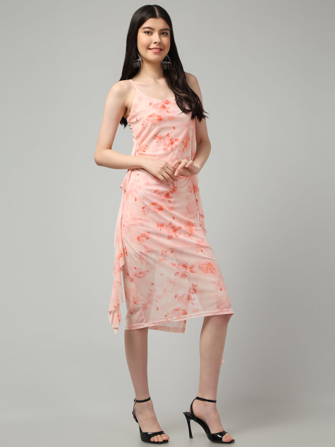 Clobug Women Stylish Printed Ruffle Dress– Trendy Summer Dress