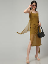 Clobug Women Stylish Solid Ruffle Dress– Trendy Summer Dress