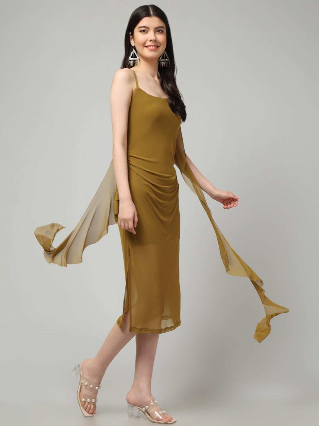 Clobug Women Stylish Solid Ruffle Dress– Trendy Summer Dress