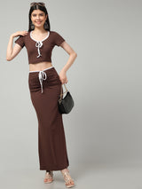 Clobug Women Cotton Blend Top & Skirt Co-ord Set