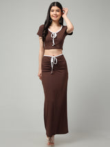 Clobug Women Cotton Blend Top & Skirt Co-ord Set