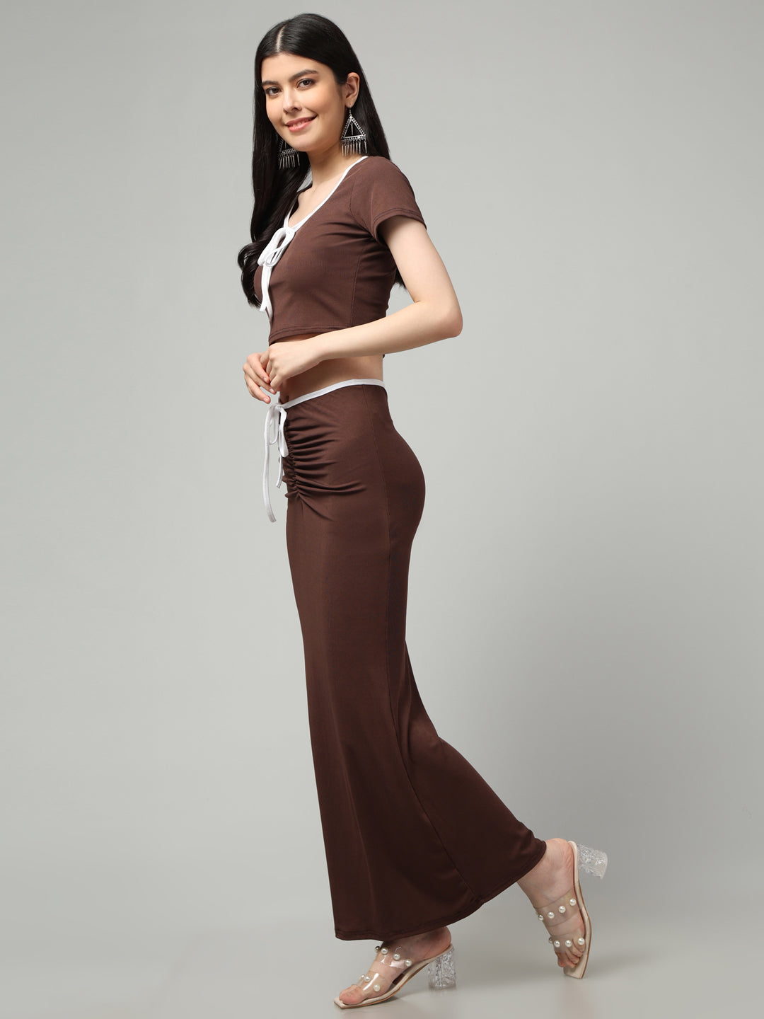 Clobug Women Cotton Blend Top & Skirt Co-ord Set