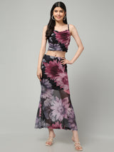 Clobug Women Printed Top & Skirt Co-ord Set