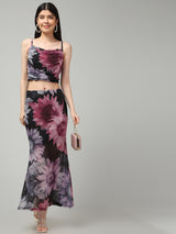 Clobug Women Printed Top & Skirt Co-ord Set