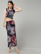 Clobug Women Printed Top & Skirt Co-ord Set