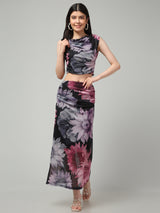 Clobug Women Printed Top & Skirt Co-ord Set