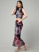 Clobug Women Printed Top & Skirt Co-ord Set