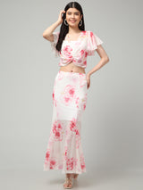 Clobug Women Printed Top & Skirt Co-ord Set