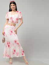 Clobug Women Printed Top & Skirt Co-ord Set