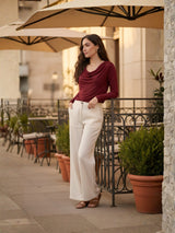 Clobug Women Solid Net Full Sleeve Cowl Neck Crop Top