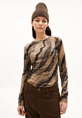 Clobug Women Tie and die Print Full Sleeve Cotton Blend Top