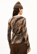 Clobug Women Tie and die Print Full Sleeve Cotton Blend Top