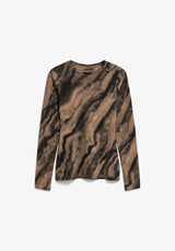 Clobug Women Tie and die Print Full Sleeve Cotton Blend Top
