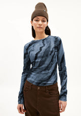Clobug Women Tie and die Print Full Sleeve Cotton Blend Top