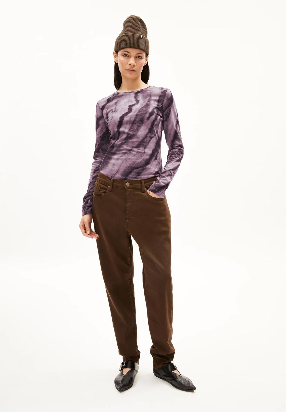 Clobug Women Tie and die Print Full Sleeve Cotton Blend Top