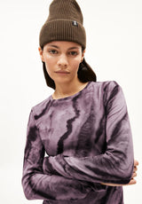 Clobug Women Tie and die Print Full Sleeve Cotton Blend Top