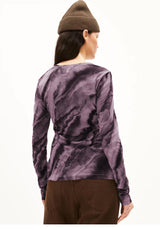 Clobug Women Tie and die Print Full Sleeve Cotton Blend Top