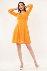 Clobug Women Solid Full Sleeve Fit and Flare Dress