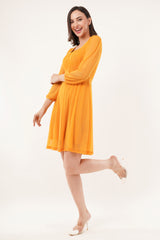 Clobug Women Solid Full Sleeve Fit and Flare Dress