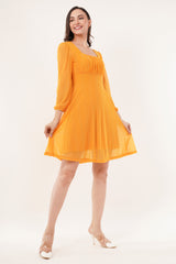 Clobug Women Solid Full Sleeve Fit and Flare Dress