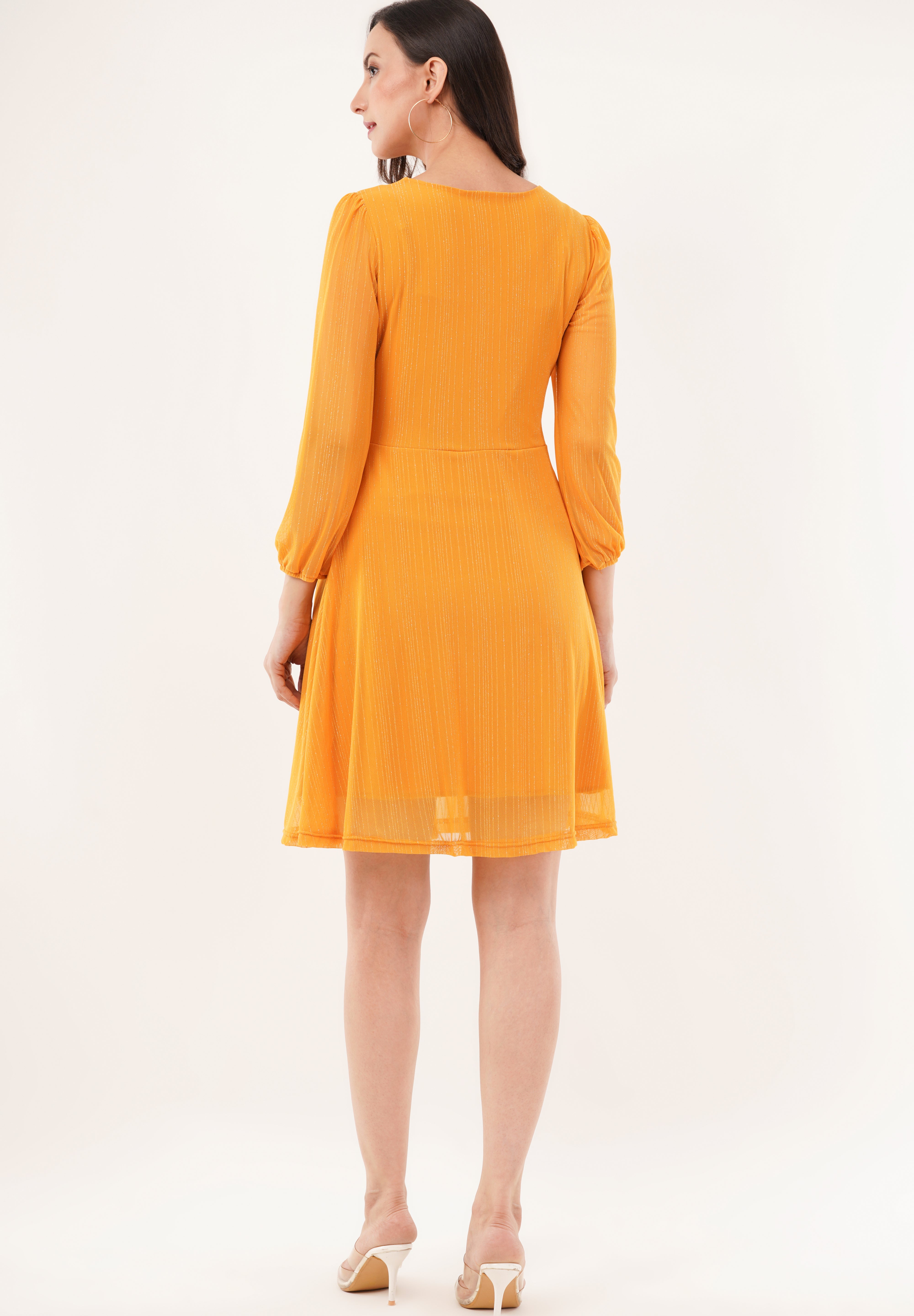 Clobug Women Solid Full Sleeve Fit and Flare Dress