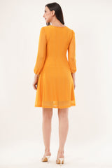 Clobug Women Solid Full Sleeve Fit and Flare Dress