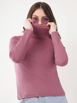 Clobug Women Cotton Blend High Neck Regular Full Sleeve Top