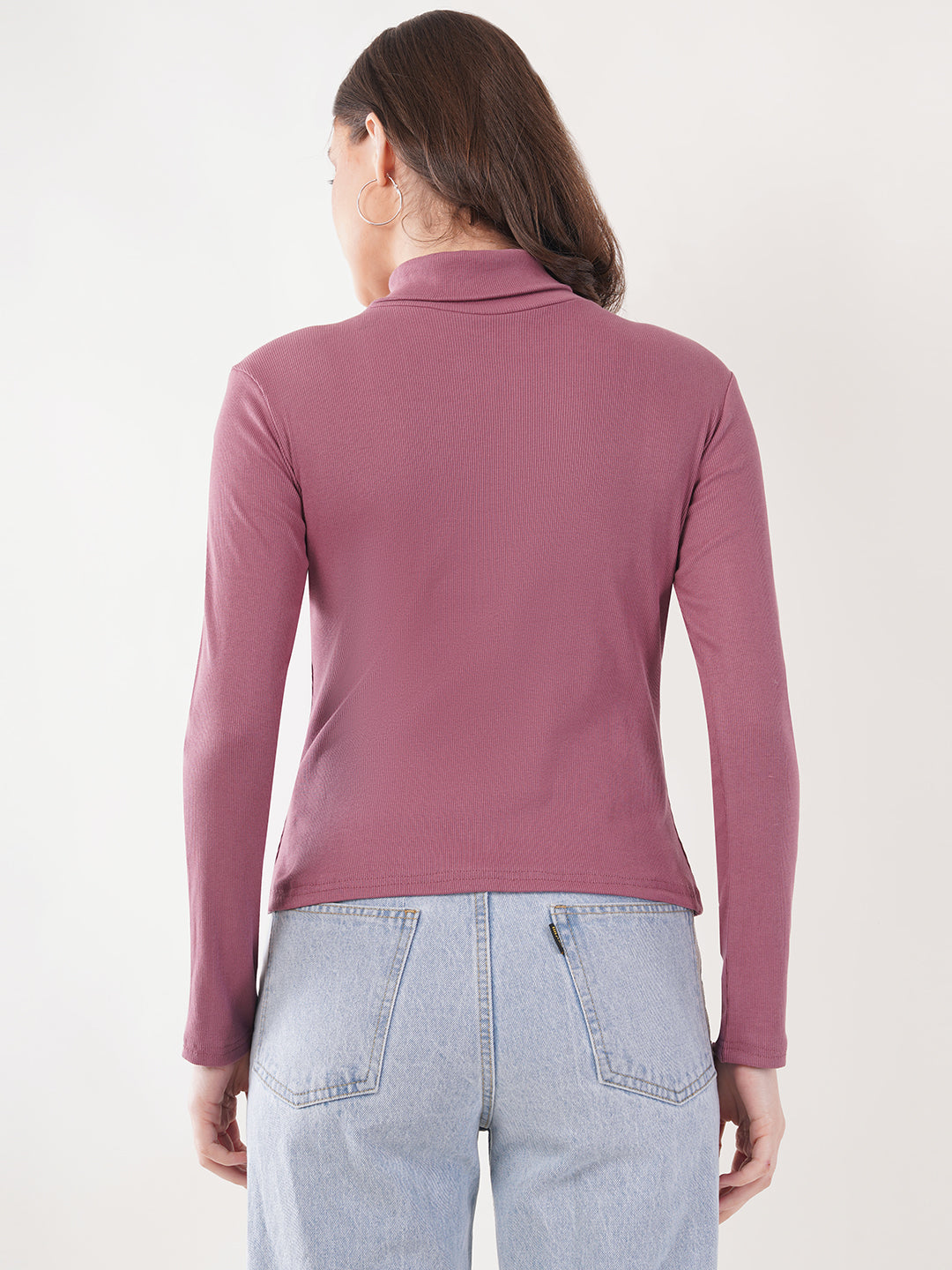 Clobug Women Cotton Blend High Neck Regular Full Sleeve Top