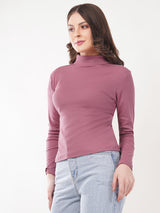 Clobug Women Cotton Blend High Neck Regular Full Sleeve Top