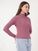 Clobug Women Cotton Blend High Neck Regular Full Sleeve Top