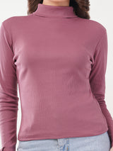 Clobug Women Cotton Blend High Neck Regular Full Sleeve Top