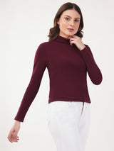 Clobug Women Cotton Blend High Neck Regular Full Sleeve Top