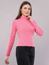 Clobug Women Cotton Blend High Neck Regular Full Sleeve Top